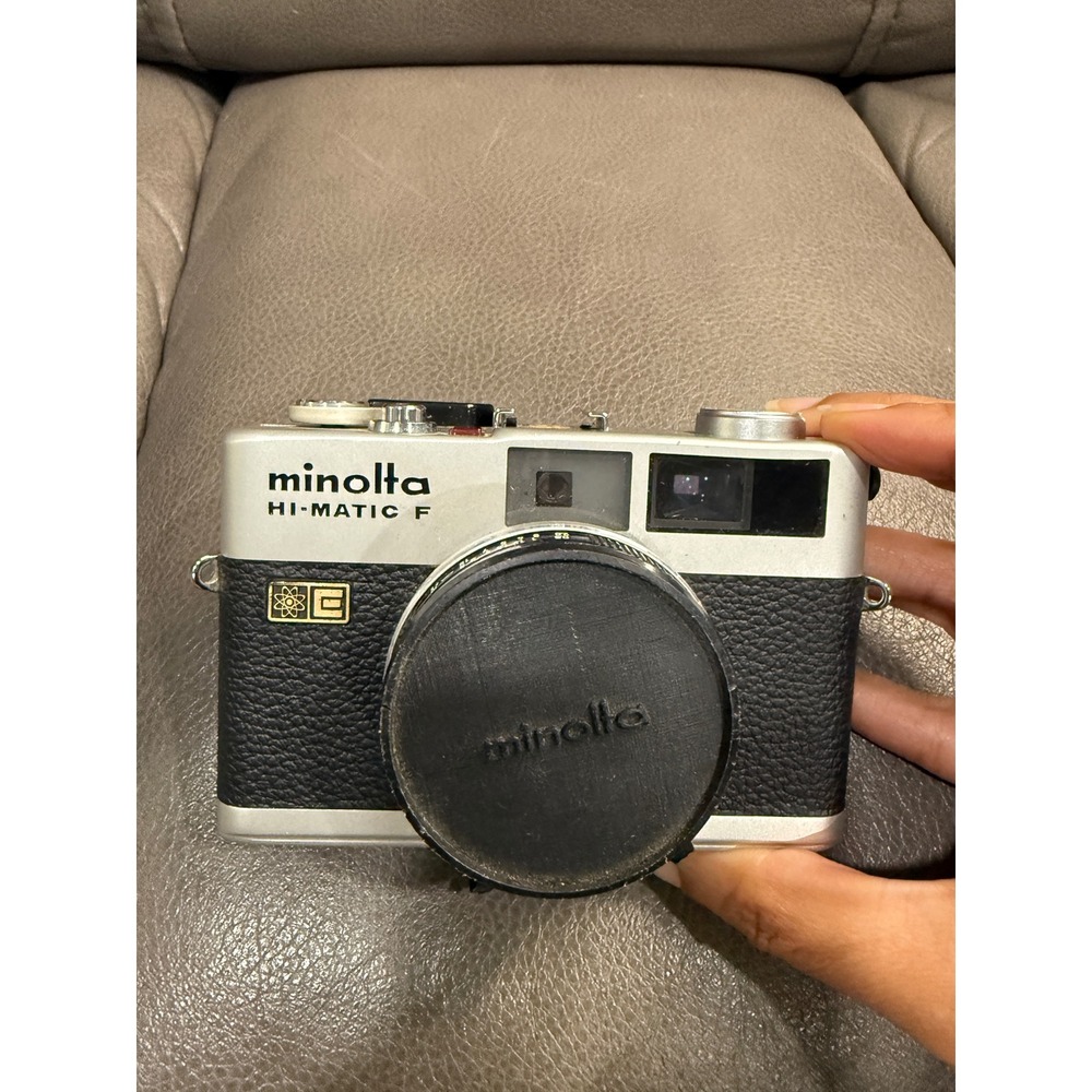 Minolta Hi-Matic F 35mm Rangefinder Film Camera Silver Black Vintage Japan